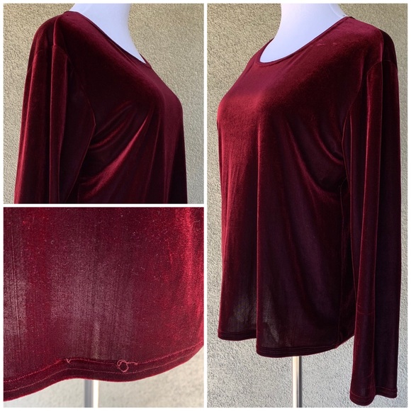 🔥5/$20🔥 Wine Velvet Stretch Top - Picture 3 of 7